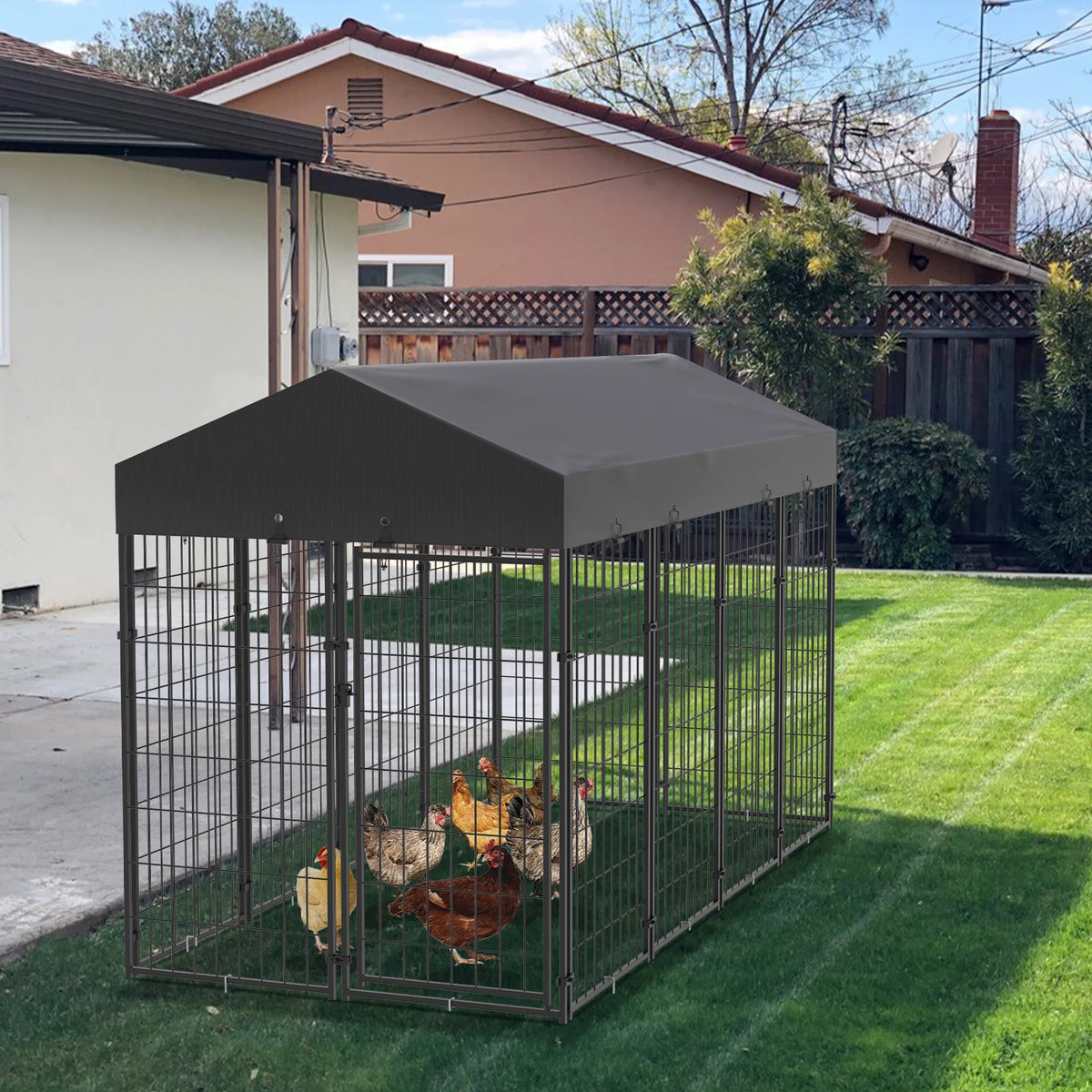 Bingopaw Outdoor Dog Kennel With Weather Resistant Cover
