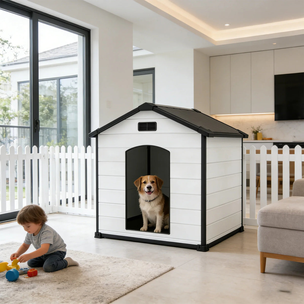Waterproof Large Dog House With Ventilated Elevated Floor