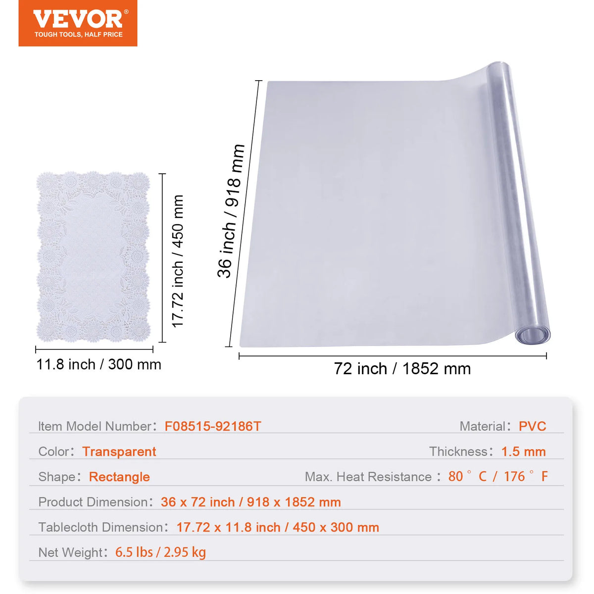 SucceBuy Waterproof PVC Tablecloth Oil Resistant Table Protector