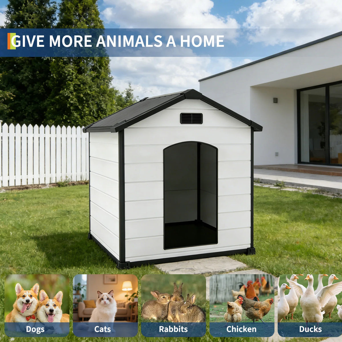 Waterproof Large Dog House With Ventilated Elevated Floor