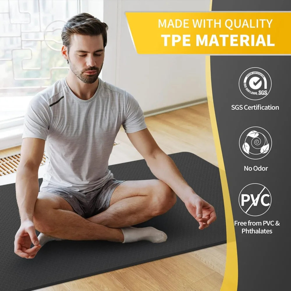 Cambivo TPE Yoga Mat Extra Wide Non Slip Workout Fitness