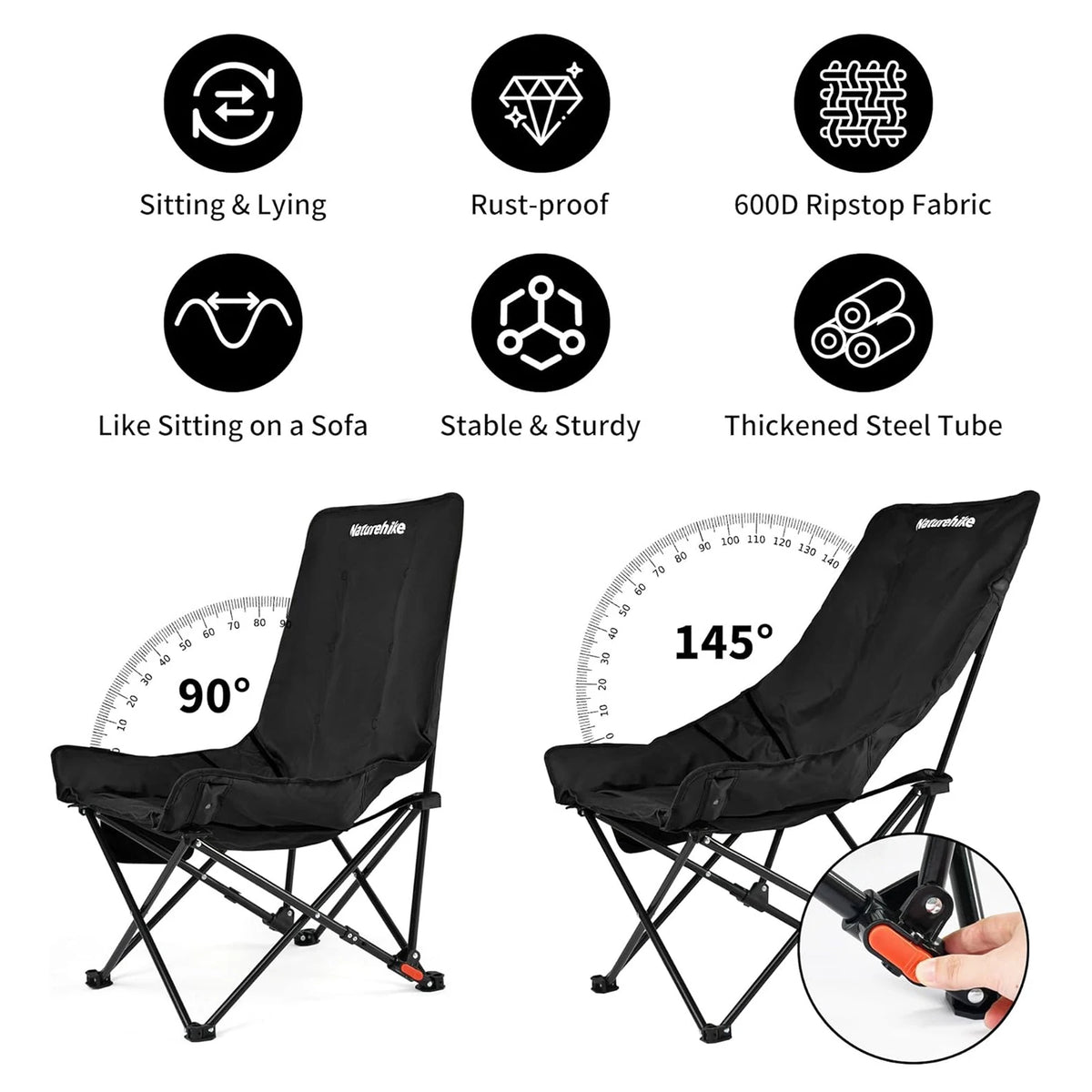 Naturehike Folding Moon Chair Recliner For Outdoor Camping Leisure