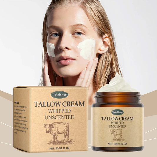 Ship from US Natural Tallow Cream WoodSleep Unscented Whipped 60g Fragrance Free Face Cream for Sensitive Skin Daily Moisturizing