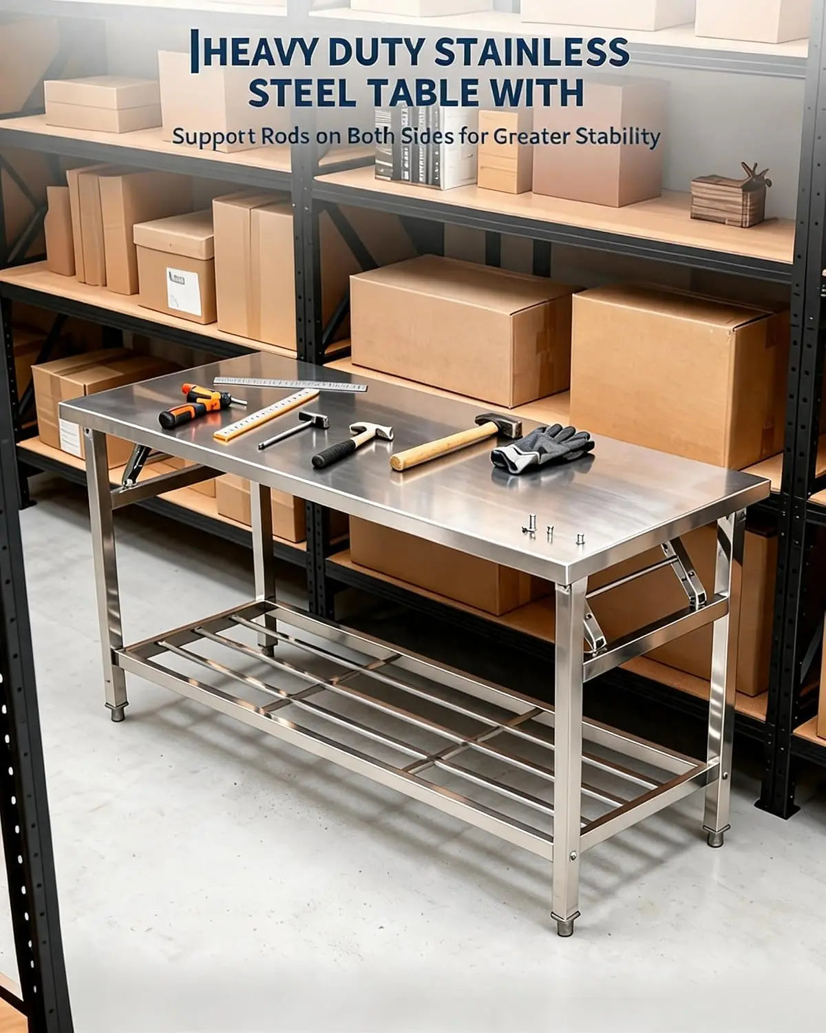 Stainless Steel Folding Prep Table With Undershelf