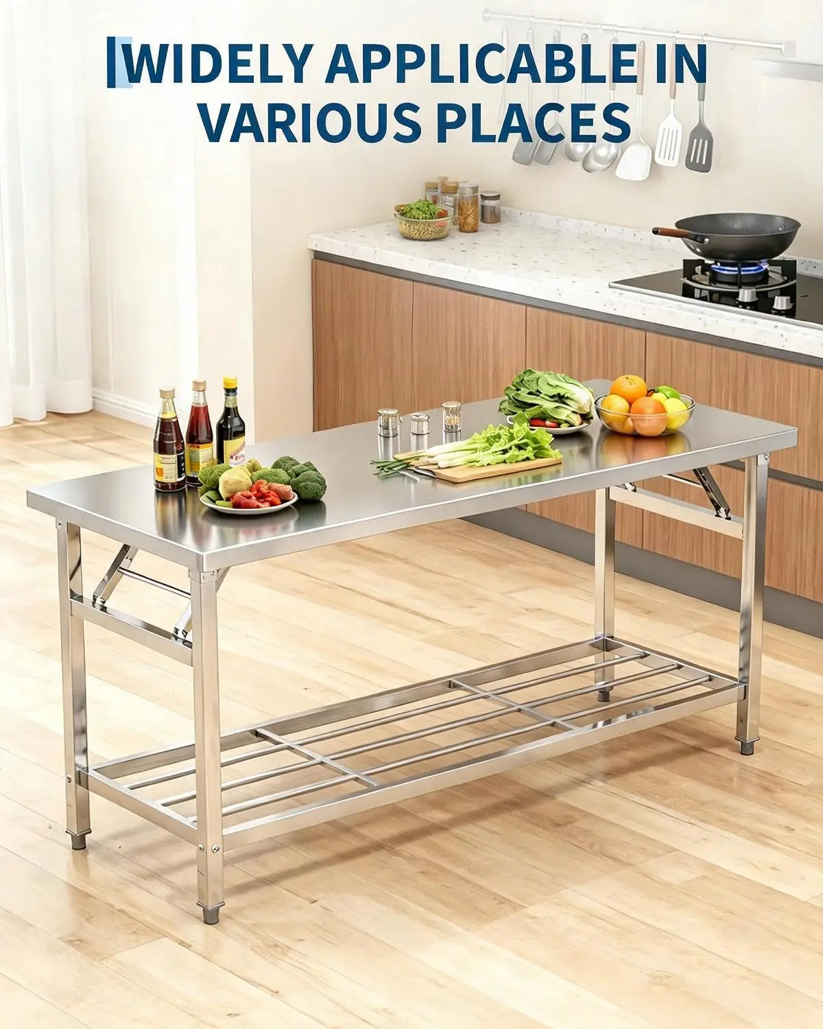 Stainless Steel Folding Prep Table With Undershelf