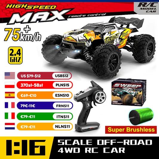 WLtoys 4WD RC Monster Truck With LED Lights Remote Control