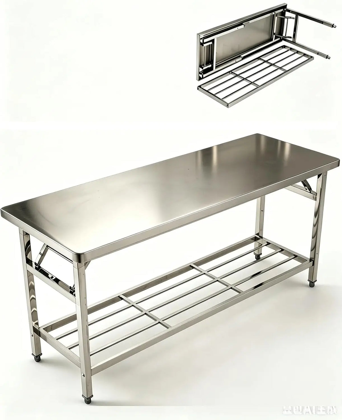 Stainless Steel Folding Prep Table With Undershelf