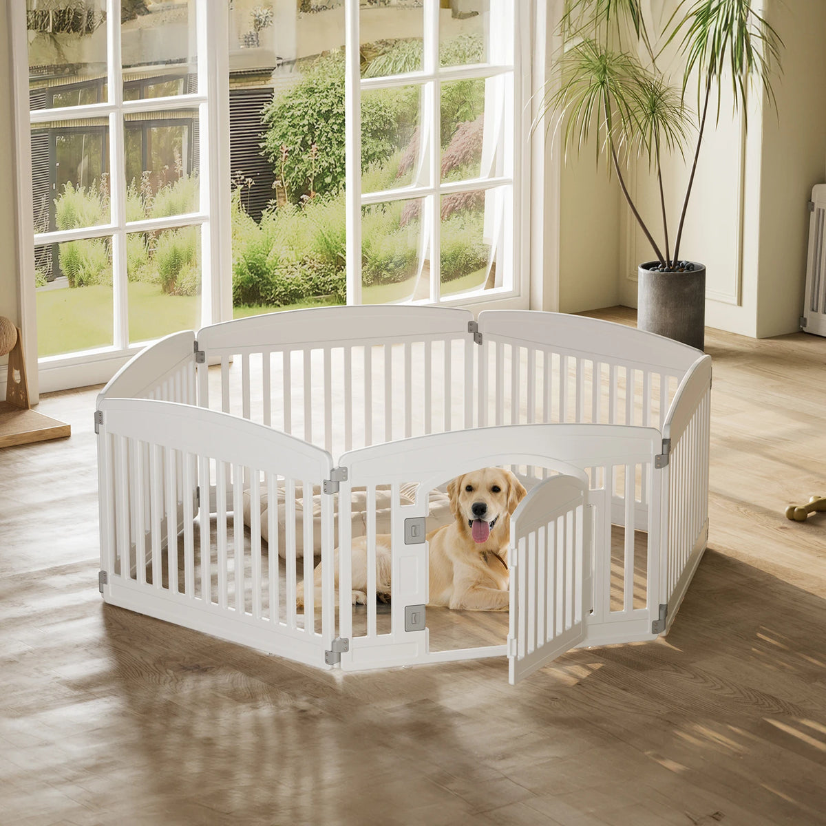 JHK Expandable Plastic Dog Playpen For Indoor And Outdoor Use