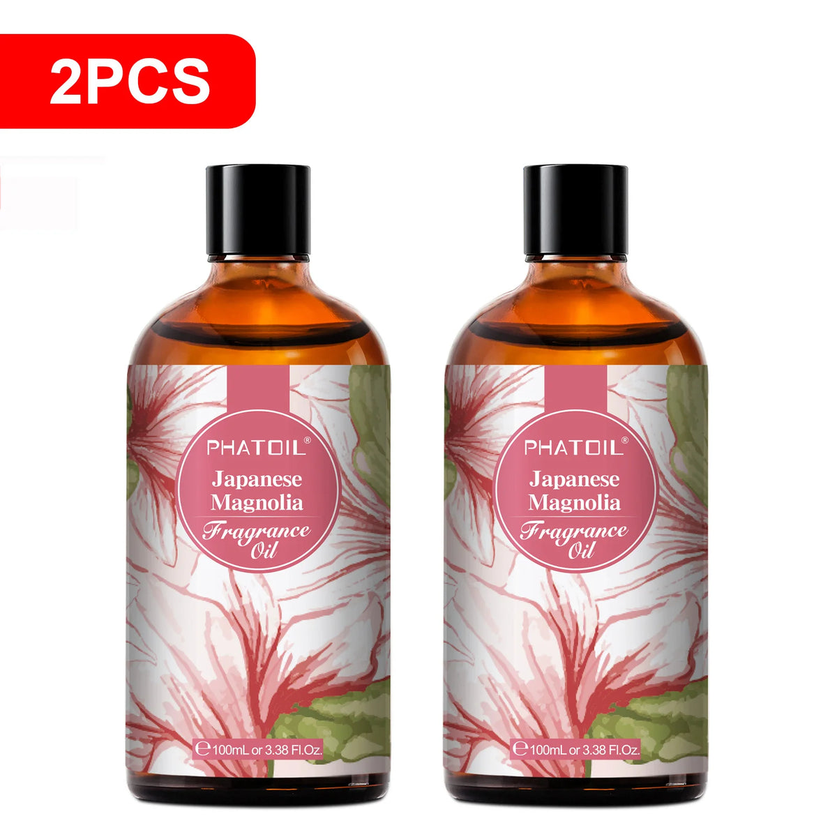 PHATOIL 2PCS 100ml Aroma Fragrance Oil For Diffuser,Humidifier,Aromatherapy,Candle Making White Musk Parma Violet Japanese Magnolia Fresh Linen Baby Powder Almond Vanilla 3.38FL.OZ Fragrance Oils