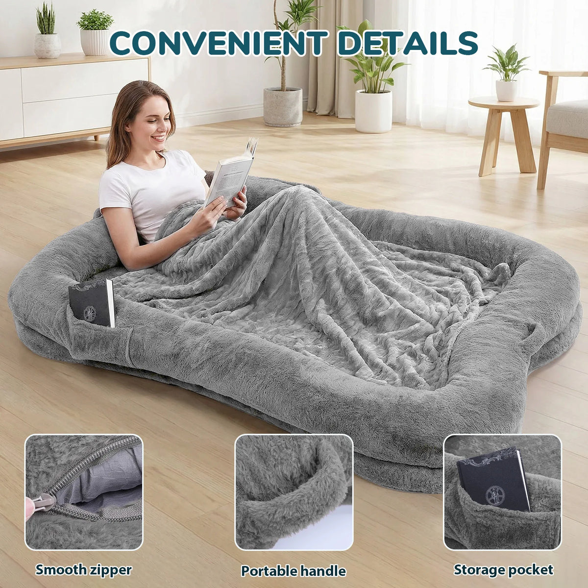 Comfortable Plush Portable Dog Bed With Washable Non Slip Bottom