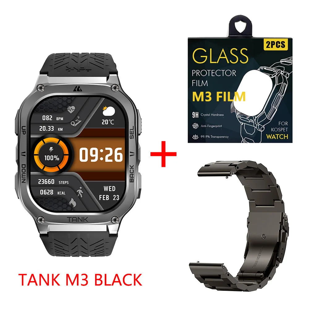 Original KOSPET TANK M3 Smart Watches For Men Smartwatch Women 480mAh Electronic Digital Fitness AMOLED AOD Bluetooth Watches