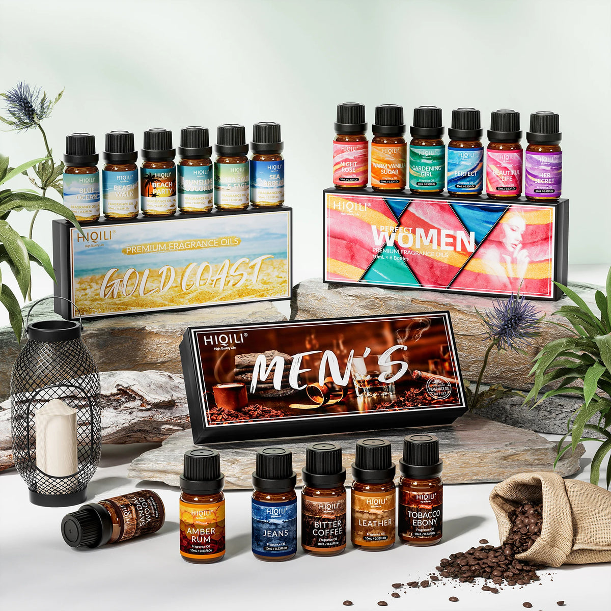 HIQILI Fragrance Oil Set, 6 PCS*10mL Pure Perfume Oil Set for Gift Aromatherapy Diffuser DIY Perfume Candle Soap Making