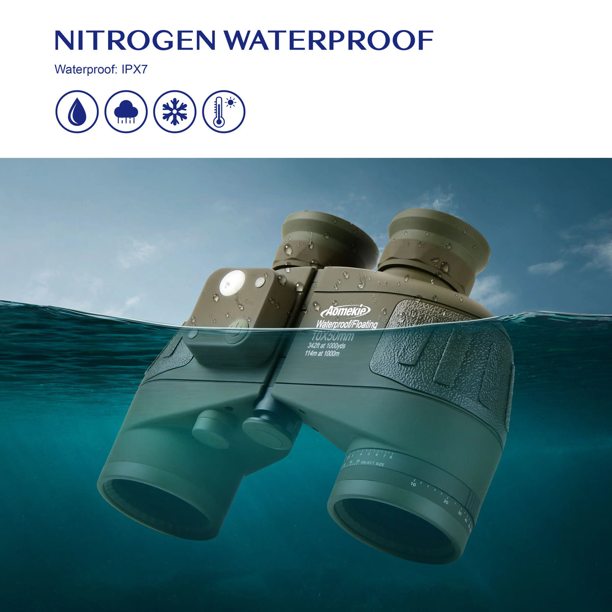 Marine Binoculars With Rangefinder Compass And Waterproof BAK4 Prism