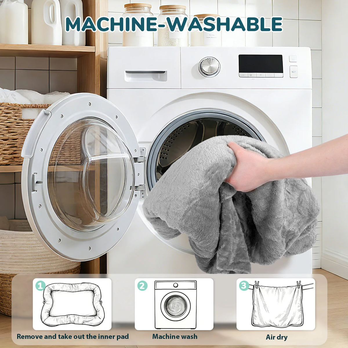 Comfortable Plush Portable Dog Bed With Washable Non Slip Bottom