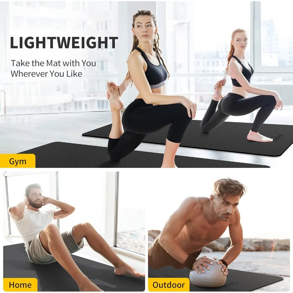 Cambivo TPE Yoga Mat Extra Wide Non Slip Workout Fitness