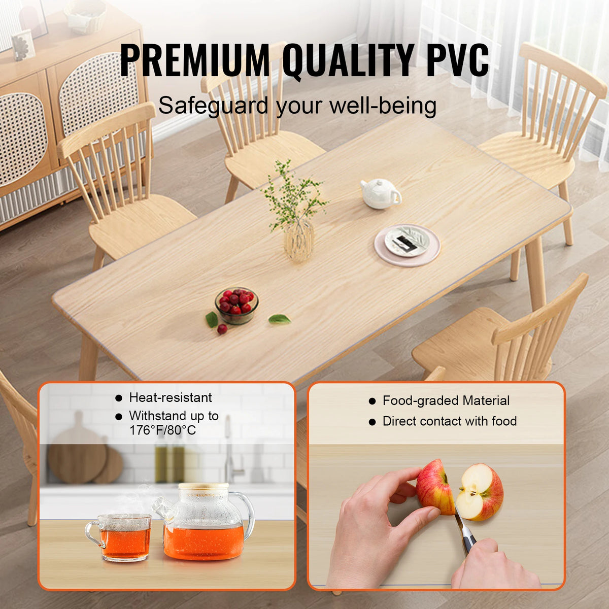SucceBuy Waterproof PVC Tablecloth Oil Resistant Table Protector