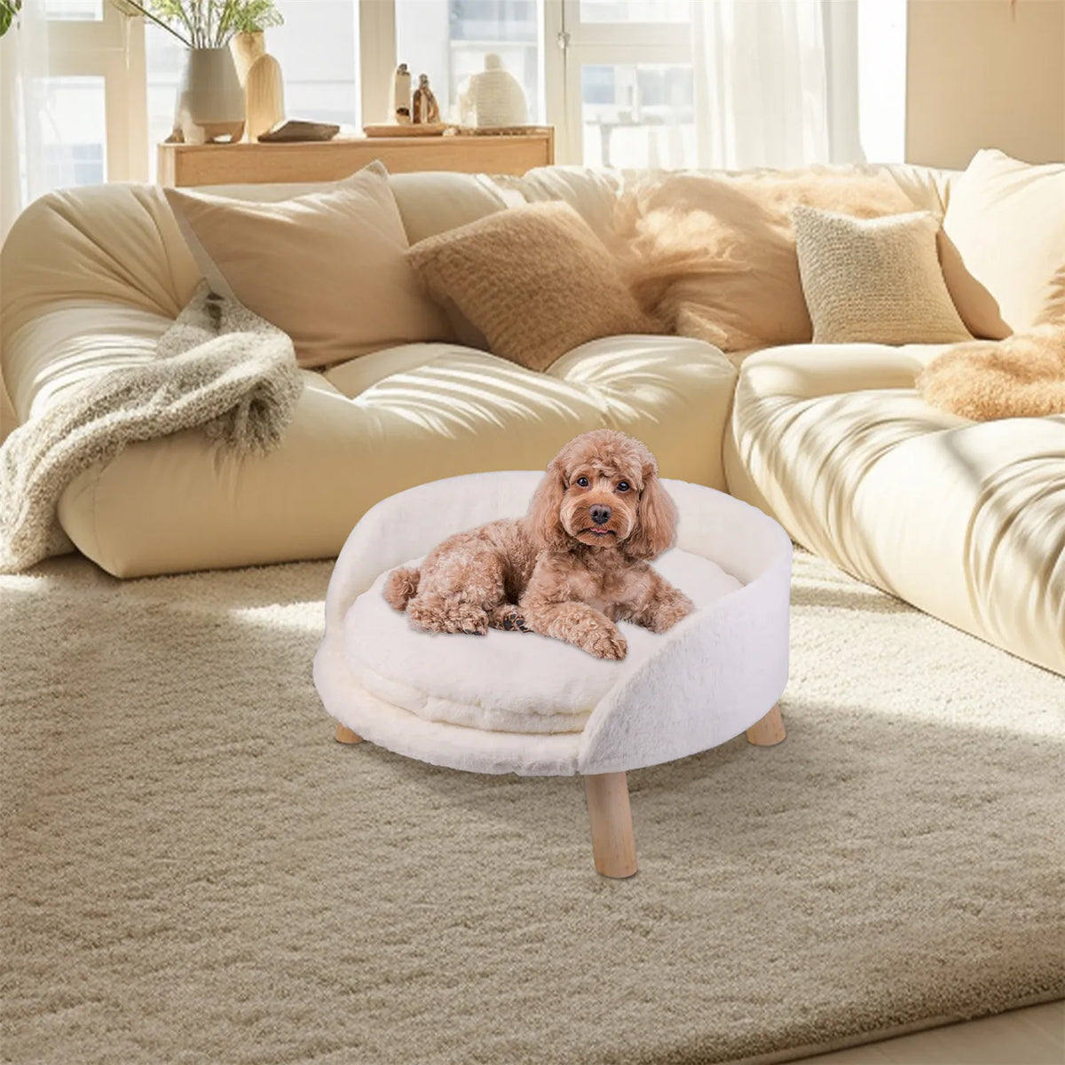 BINGOPAW Waterproof Wooden Pet Sofa Bed With Removable Cushion