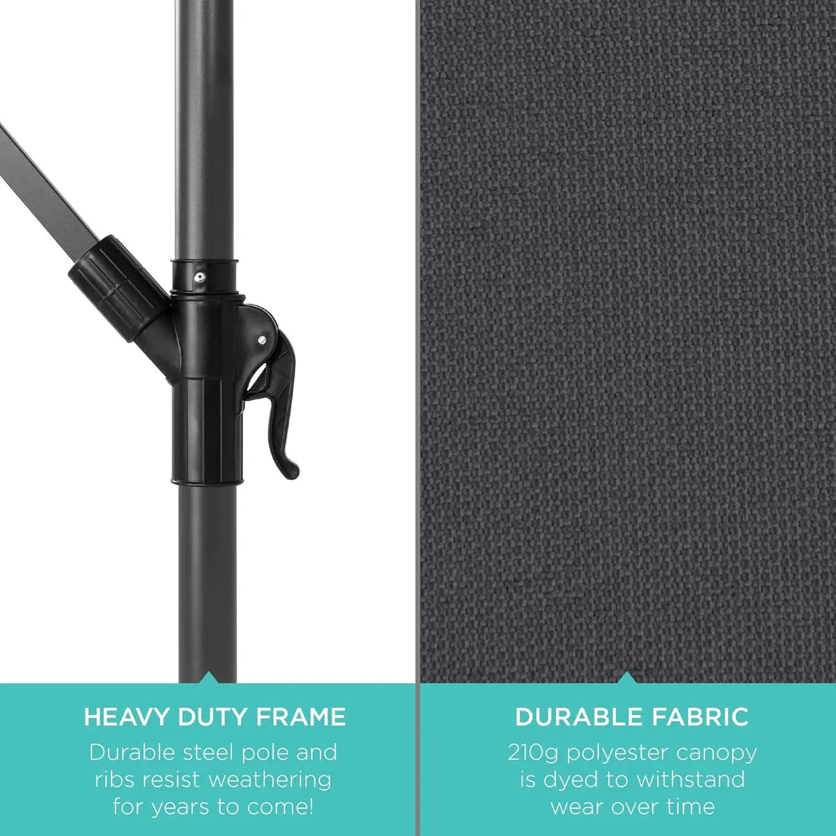 Solar LED Offset Cantilever Hanging Market Patio Umbrella