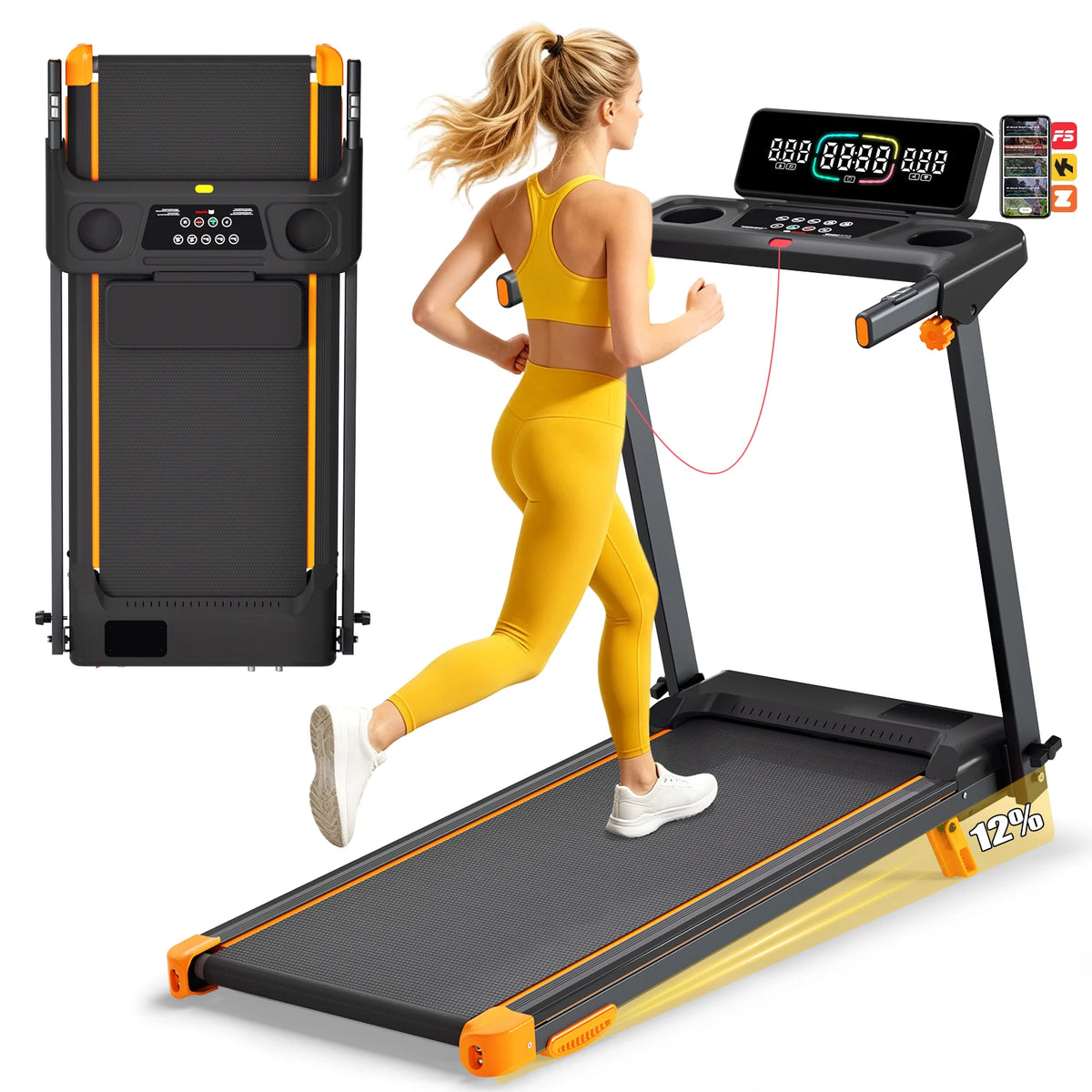 Quiet 3 In 1 Foldable Walking Pad Treadmill With Incline