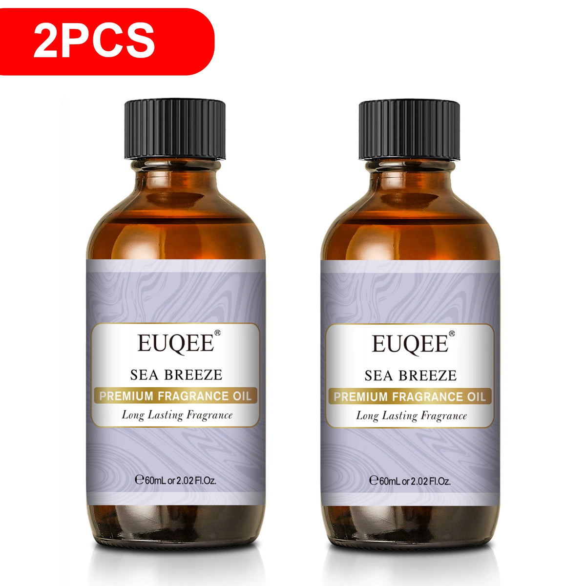 EUQEE 2PCS 60ml Premium Fragrance Oil For Soap & Candle Making White Musk Sea Breeze Lilac Bubble Gum Baby Powder Fragrance Oils For Diffuser Aromatherapy