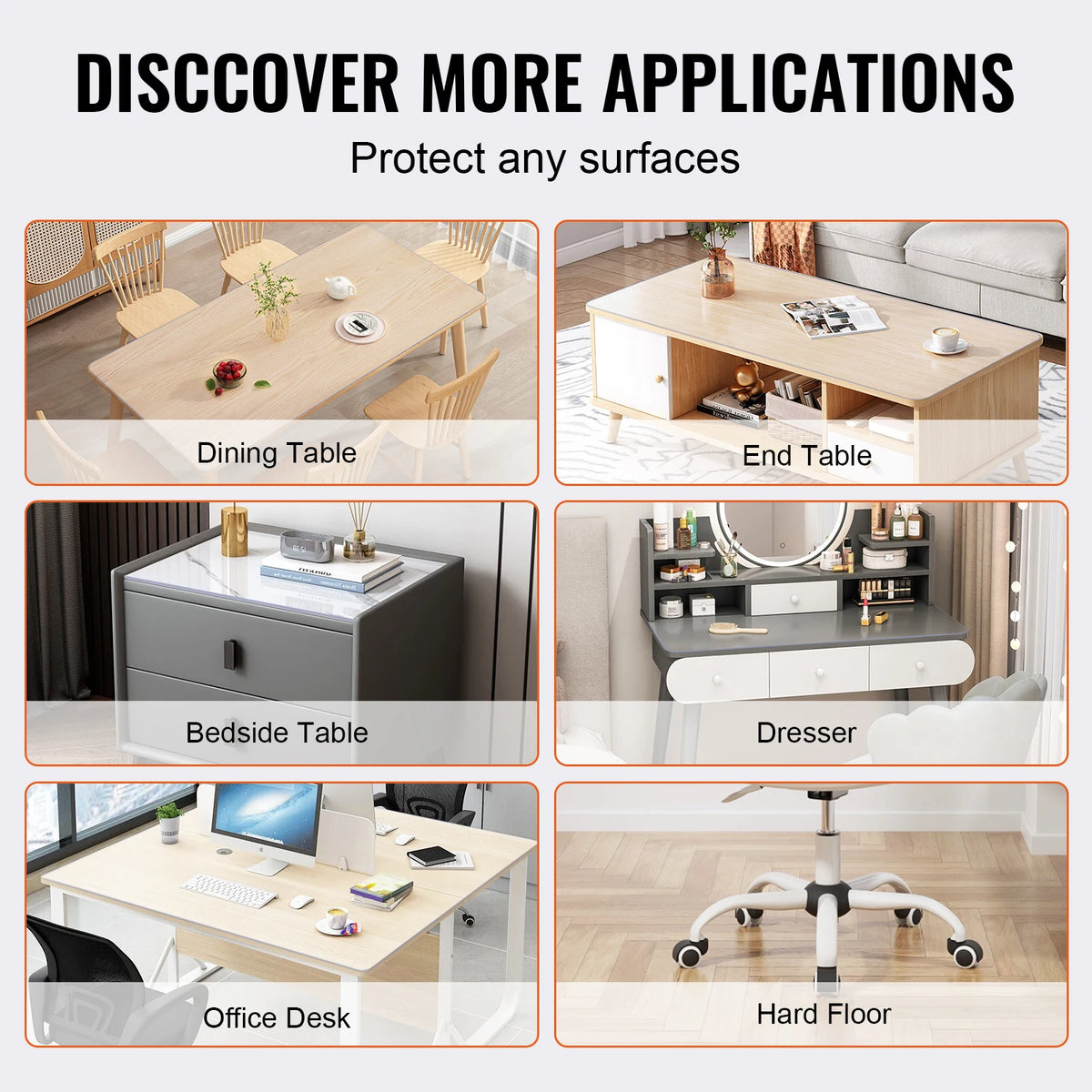 SucceBuy Waterproof PVC Tablecloth Oil Resistant Table Protector