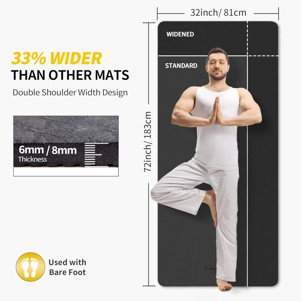 Cambivo TPE Yoga Mat Extra Wide Non Slip Workout Fitness