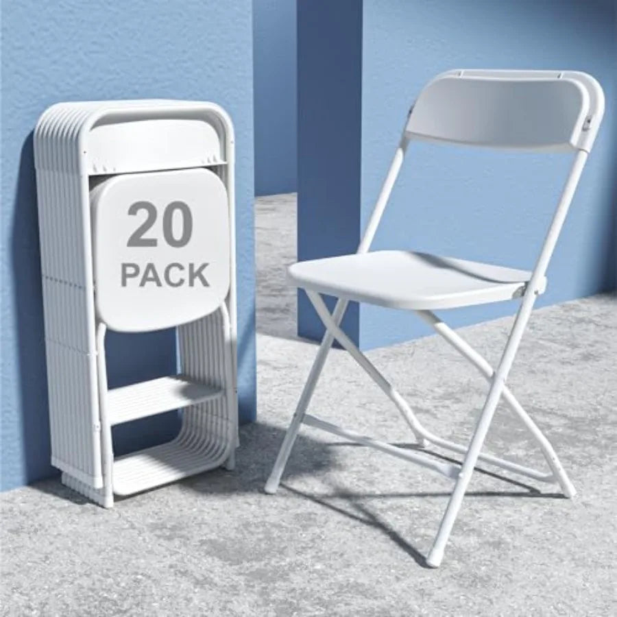 Portable Folding Chair Stackable Steel Frame Indoor Outdoor Seating