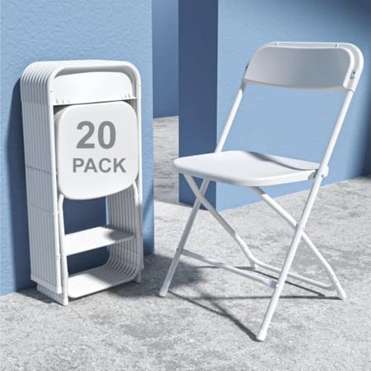 Portable Folding Chair Stackable Steel Frame Indoor Outdoor Seating