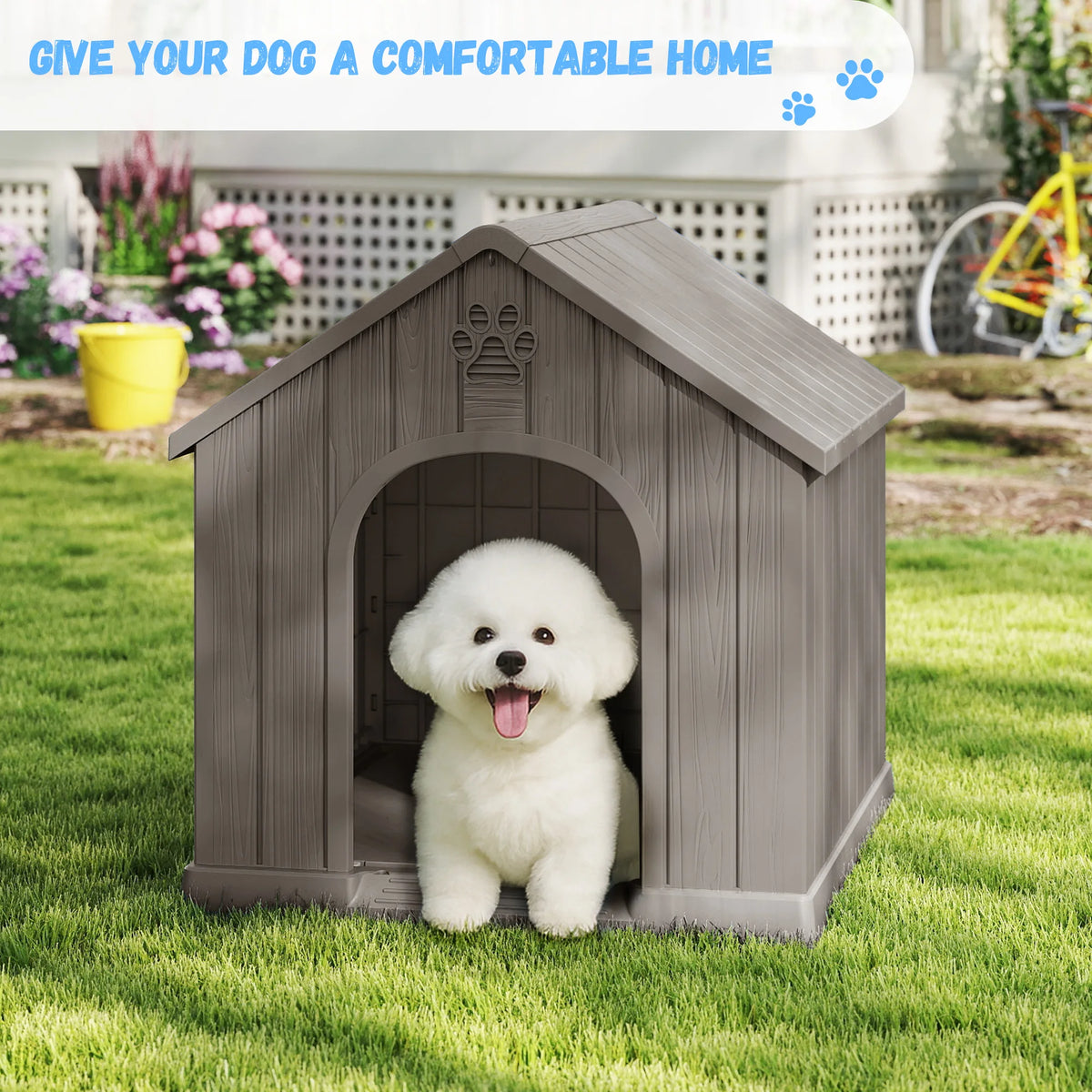 Waterproof Plastic Outdoor Dog House With Ventilated Design