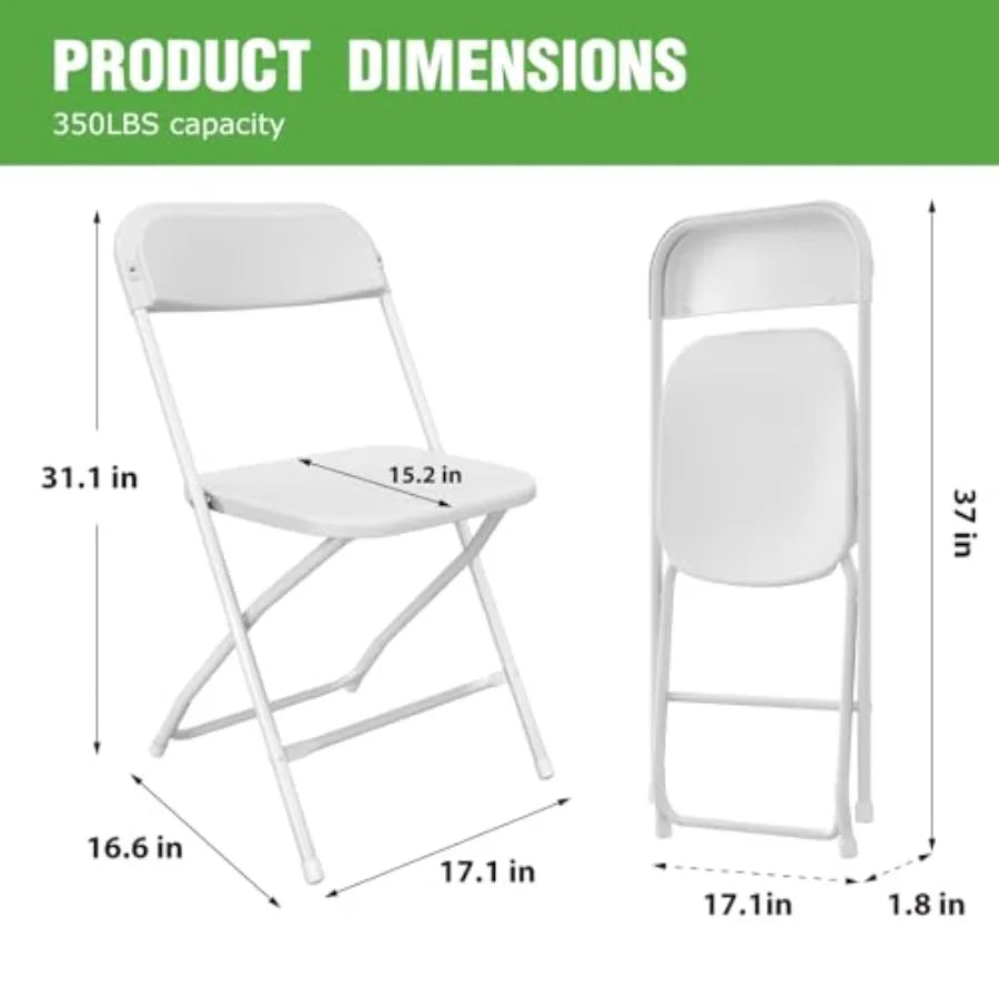 Portable Folding Chair Stackable Steel Frame Indoor Outdoor Seating