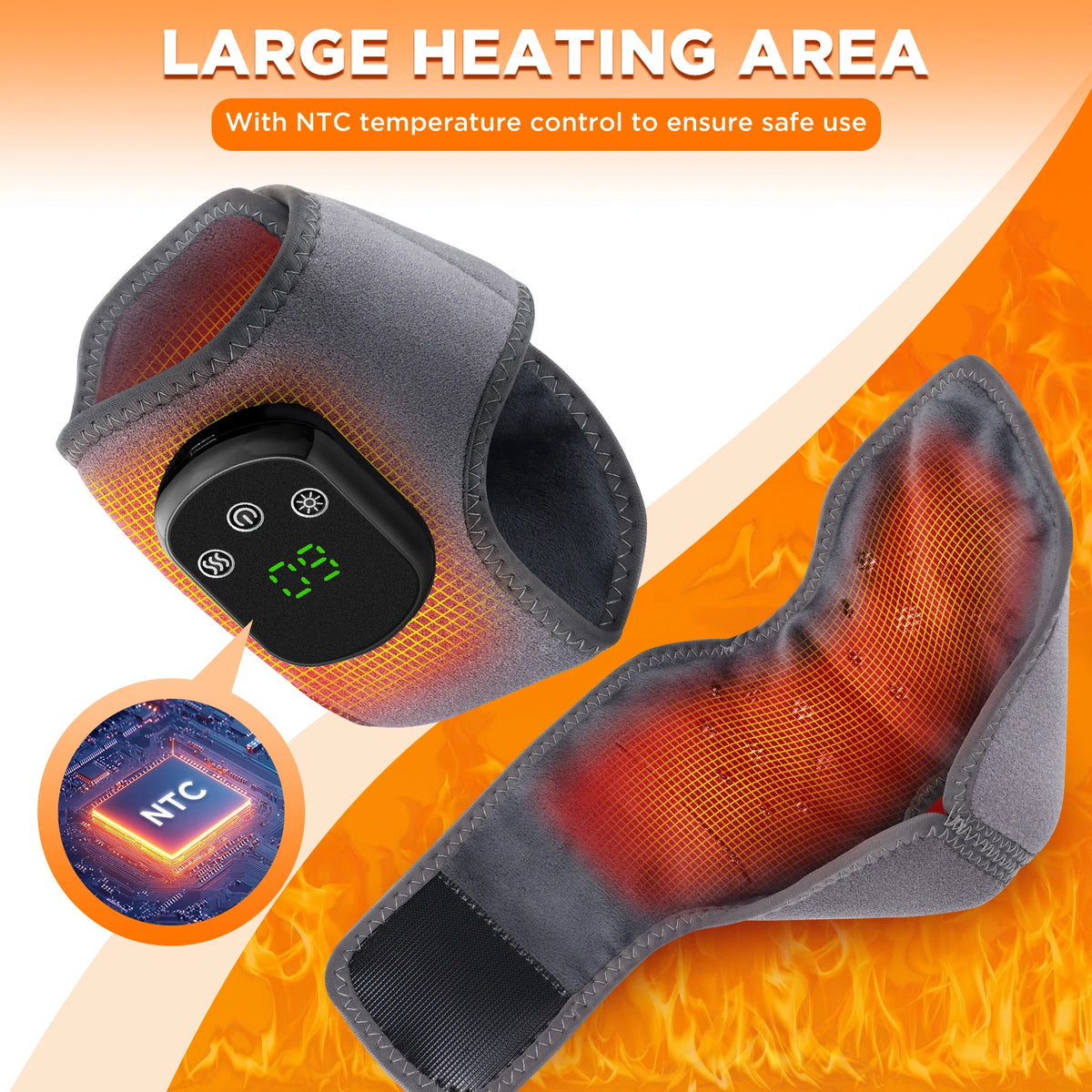 Heated Ankle Brace, 5 Levels Vibration Ankle Wrap Rechargeable Warm Support for Sports Hiking Winter Daily Care Left Right Foot