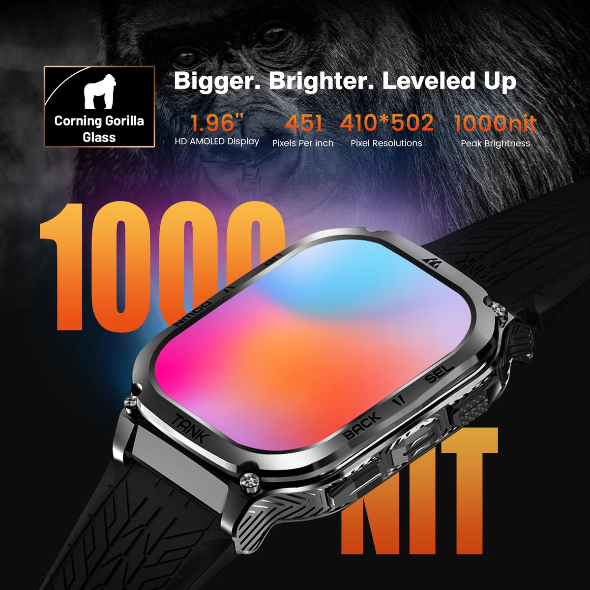 Original KOSPET TANK M3 Smart Watches For Men Smartwatch Women 480mAh Electronic Digital Fitness AMOLED AOD Bluetooth Watches
