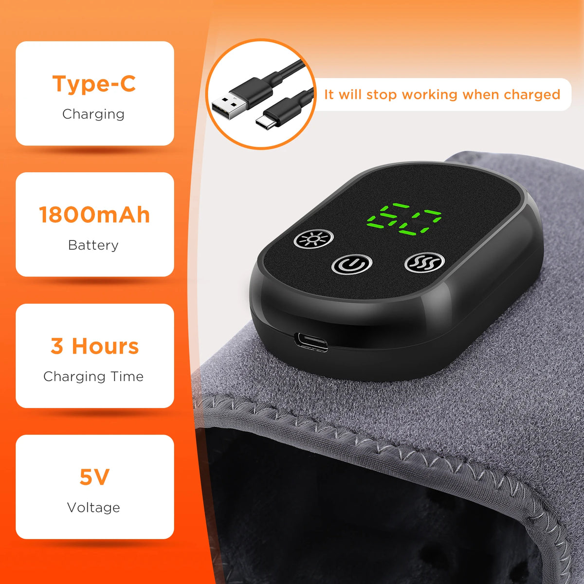 Heated Ankle Brace, 5 Levels Vibration Ankle Wrap Rechargeable Warm Support for Sports Hiking Winter Daily Care Left Right Foot