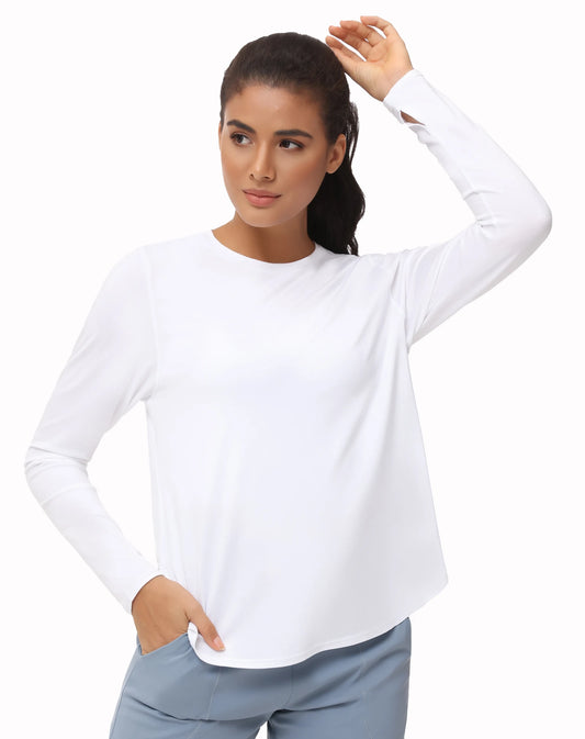 THE GYM PEOPLE Women's Long Sleeve Workout Shirts Lightweight Cotton Running Yoga Tops with Thumb Hole