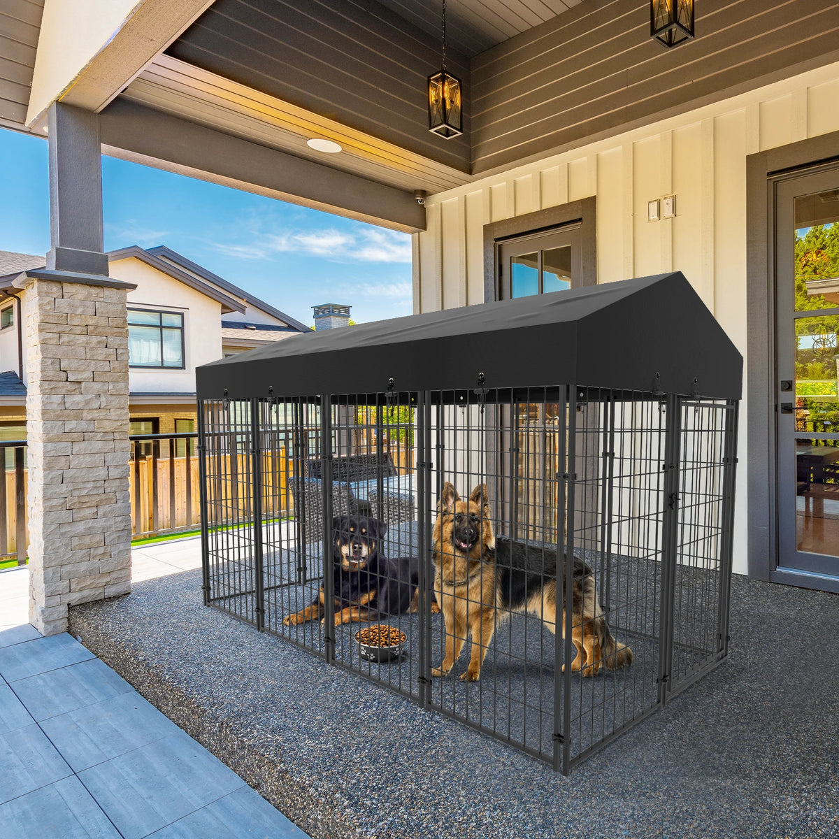 Bingopaw Outdoor Dog Kennel With Weather Resistant Cover