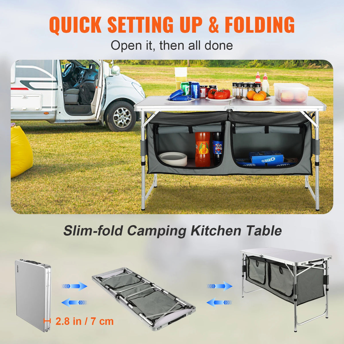 VEVOR Portable Folding Camping Kitchen Table for Outdoor Cooking