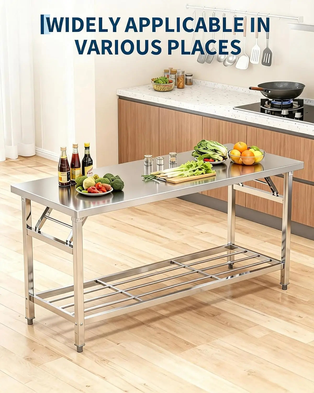 Stainless Steel Folding Prep Table With Undershelf
