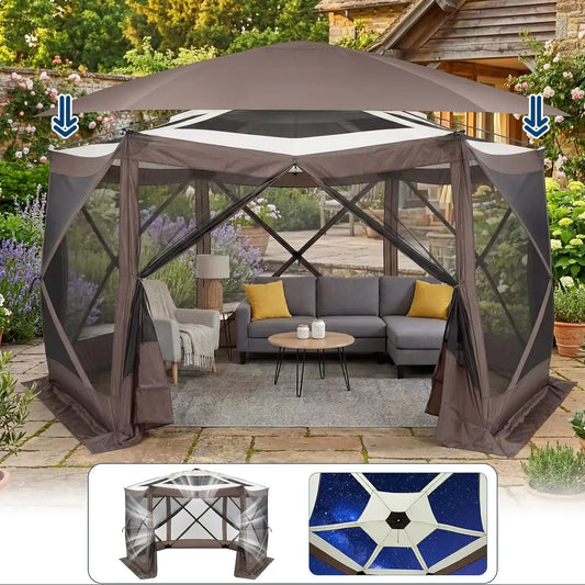 Tacleekii Pop Up Gazebo Screen Tent With Mosquito Netting
