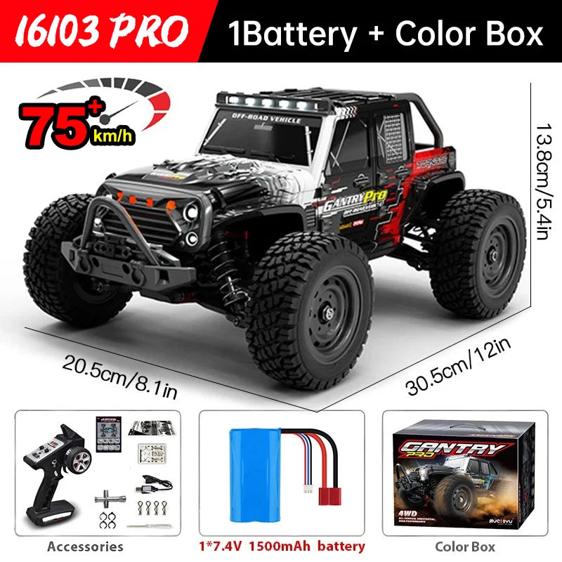WLtoys 4WD RC Monster Truck With LED Lights Remote Control