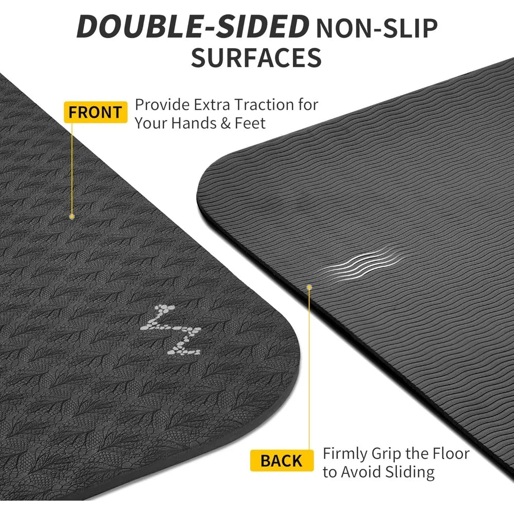 Cambivo TPE Yoga Mat Extra Wide Non Slip Workout Fitness