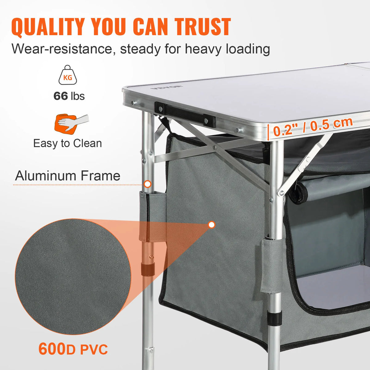 VEVOR Portable Folding Camping Kitchen Table for Outdoor Cooking