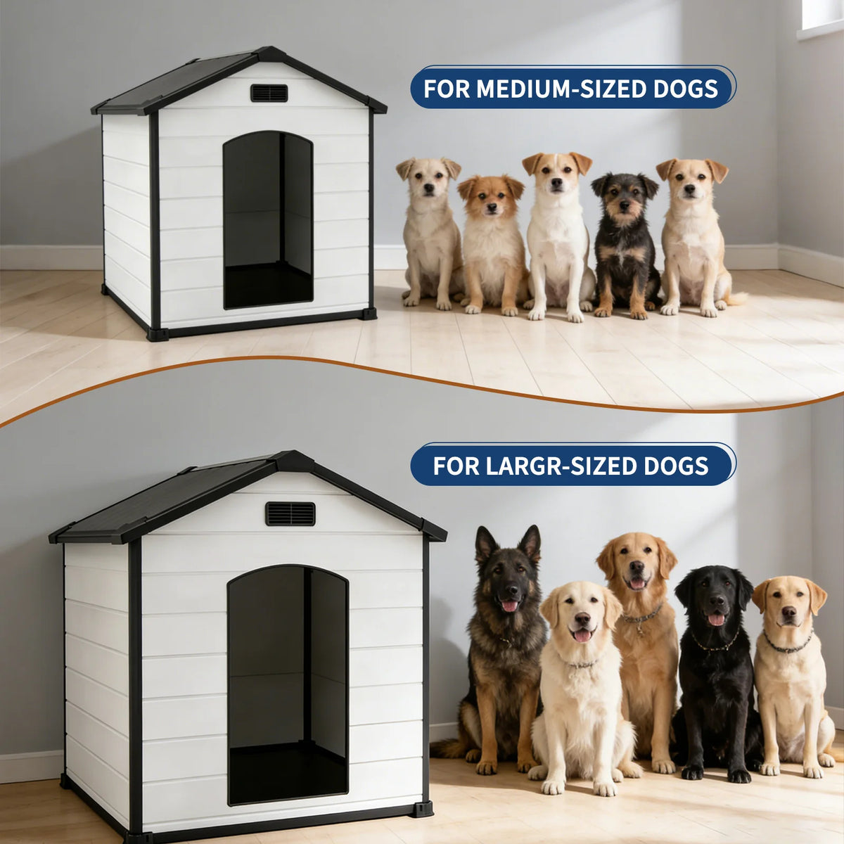 Waterproof Large Dog House With Ventilated Elevated Floor