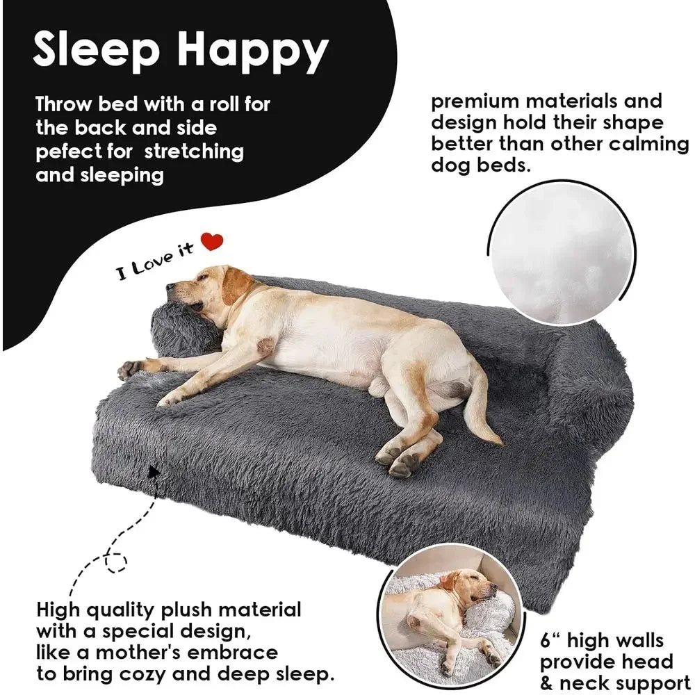 Removable Washable Calming Dog Bed Cover Non Slip Velvet Protector