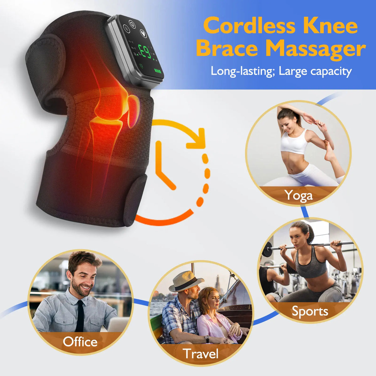 Hailicare Rechargeable Heated Knee Massager Brace With Vibration