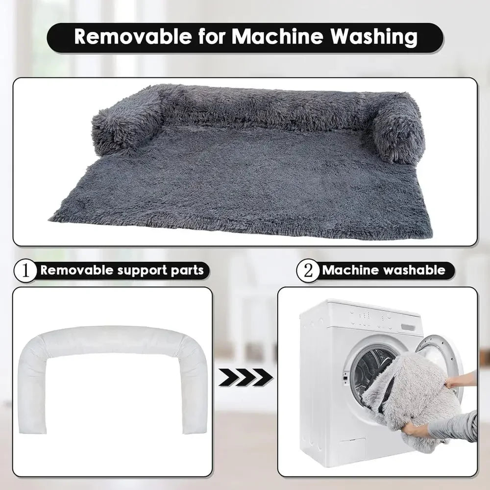 Removable Washable Calming Dog Bed Cover Non Slip Velvet Protector