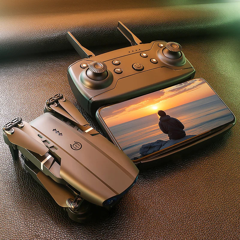 FACEGLE [Portable Drone Set] E99 Dual Camera Drone, Dual Camera - Horizontal and downward shooting, one click control, 360 ° stunt roll, Headless Mode, LED lights, protective frame, Foldable quadcopter, Beginner Drone, Birth