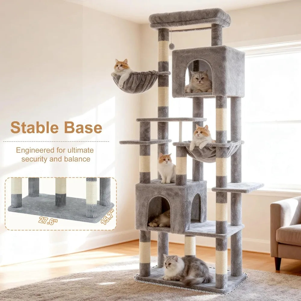 Heavy Duty Cat Tree Wide Base Condos Hammocks Posts