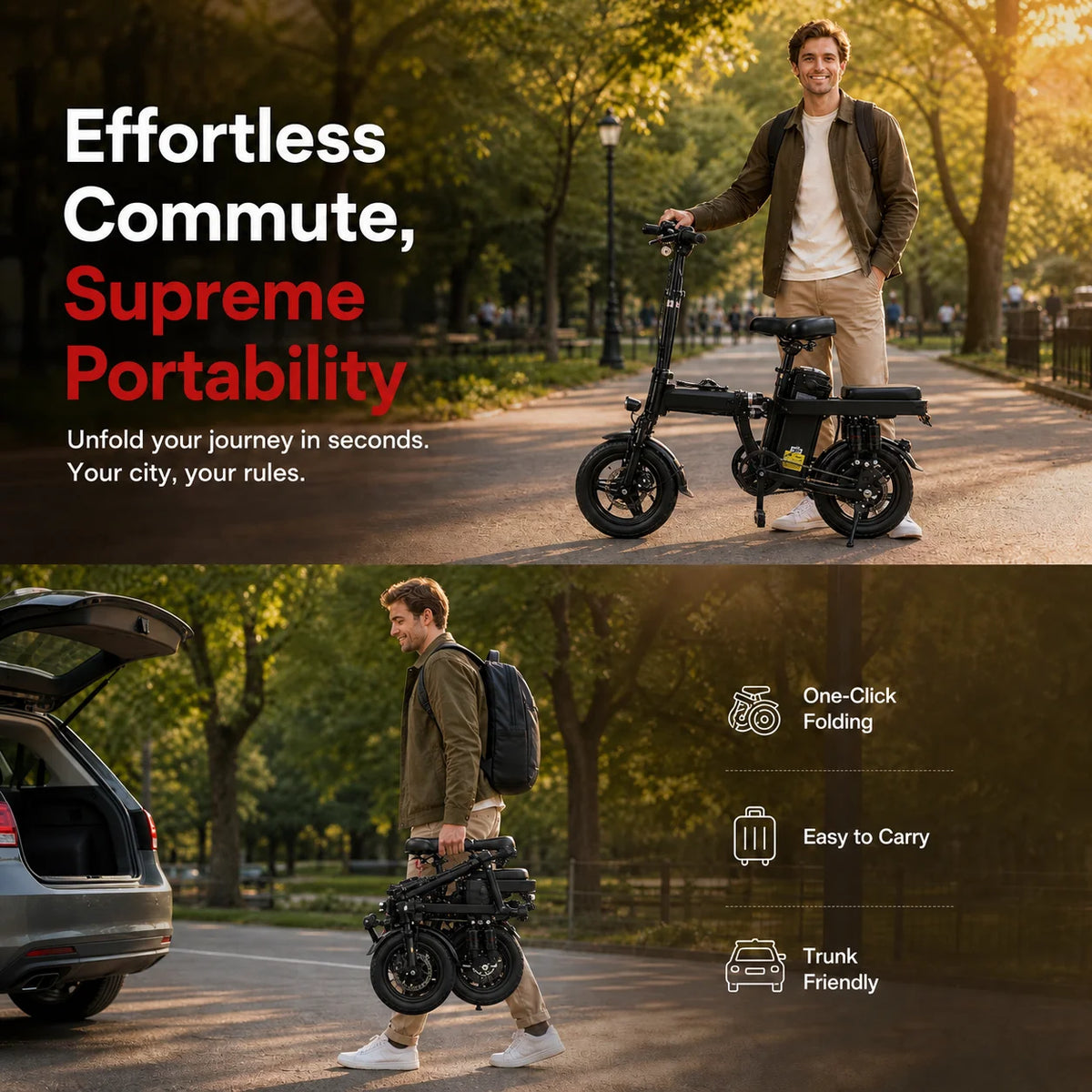 Foldable Electric Bicycle With Eight Shock Absorbers And 500W Motor