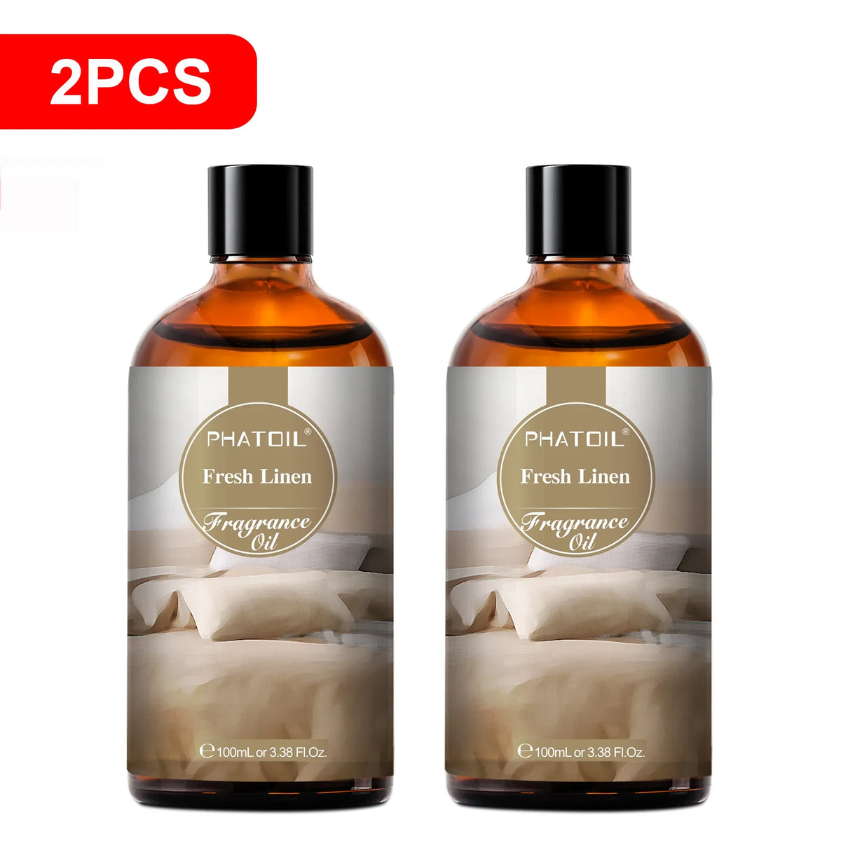 PHATOIL 2PCS 100ml Aroma Fragrance Oil For Diffuser,Humidifier,Aromatherapy,Candle Making White Musk Parma Violet Japanese Magnolia Fresh Linen Baby Powder Almond Vanilla 3.38FL.OZ Fragrance Oils