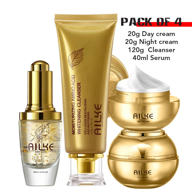 AILKE Collagen Whitening Facial Skincare Set for Moisturizing and Brightening